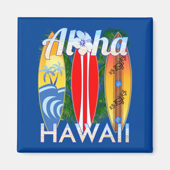 Aloha Hawaii Islands Surfing Magnet (Framsidan)