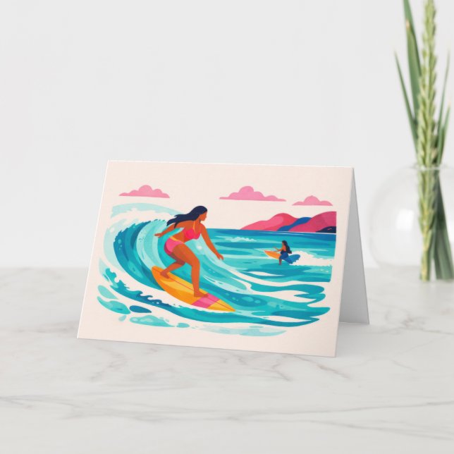 Aloha hawaii konst surfare tom insida anteckningskort (Framsida)