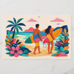 Aloha hawaii konst surfare tom insida brevpapper