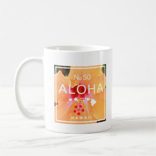 Aloha Hawaii No. 50 State Island Orange Hibiscus Kaffemugg
