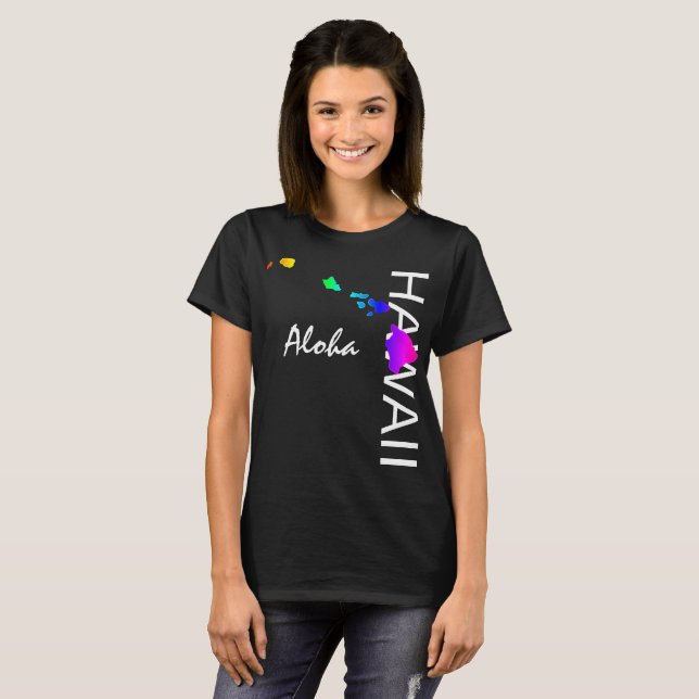 ALOHA - HAWAII-ÖARNA NEON RAINBOW T SHIRT (Hel framsida)