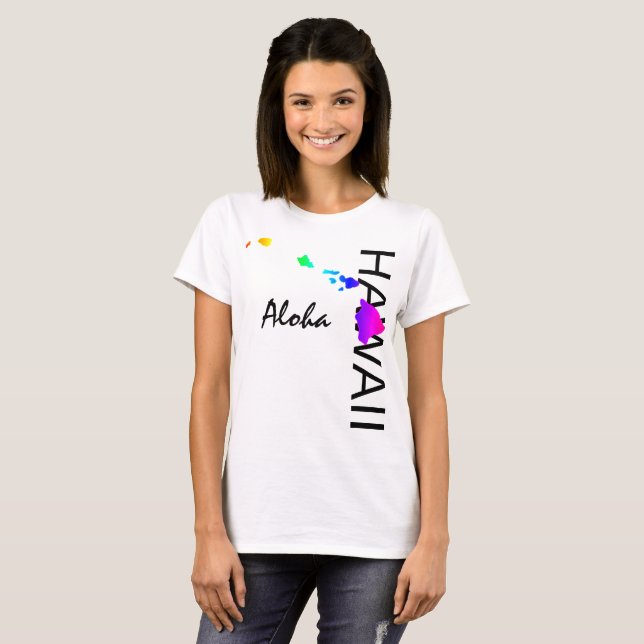 ALOHA - HAWAII-ÖARNA NEON RAINBOW T SHIRT (Hel framsida)