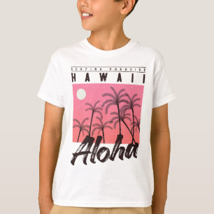 Aloha Hawaii Palmträd Retro Solnedgång Strand Flic T Shirt