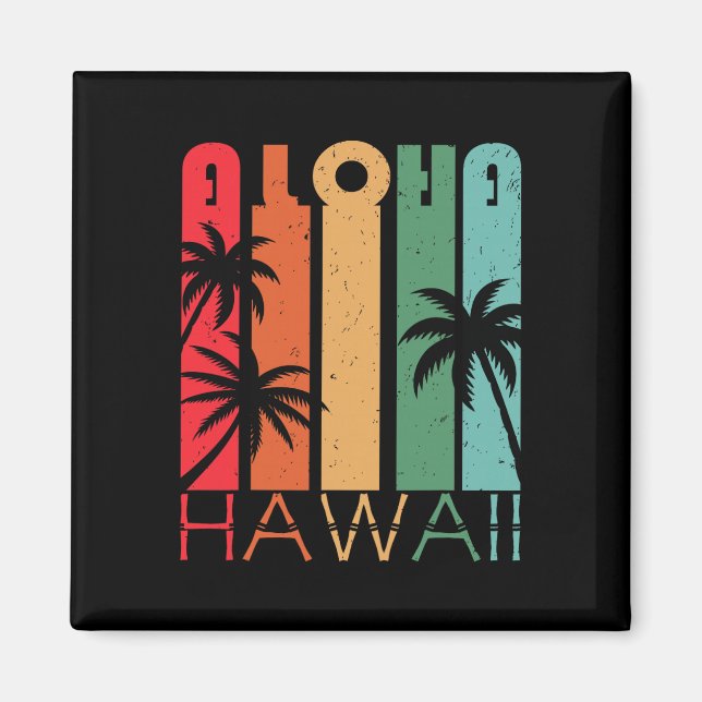 Aloha Hawaii Palmtree Tropisk Hawaiiansk Ö Lo Magnet (Framsidan)