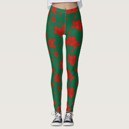 Aloha Hawaii Red på Grönten jul Mönster Leggings