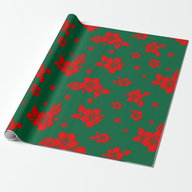 Aloha Hawaii Red på Grönten jul Mönster Presentpapper (Utrullad)