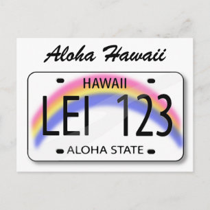 Aloha Hawaii-registreringsskyltkort Vykort