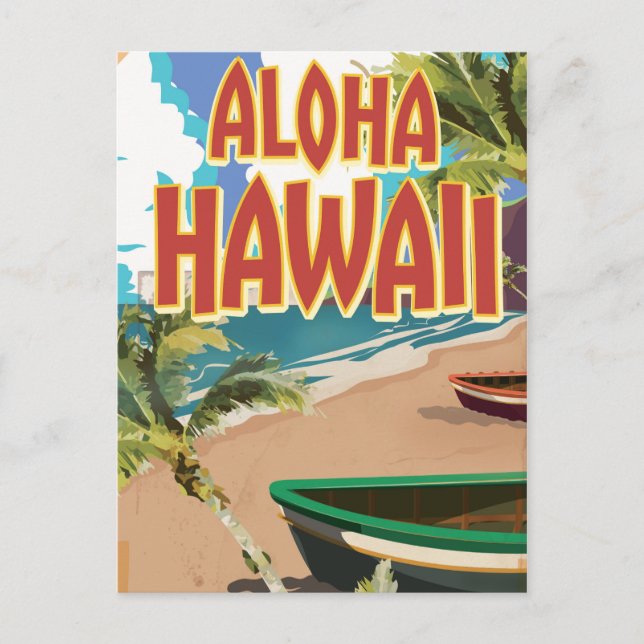 Aloha Hawaii Resaaffisch Vykort (Framsida)