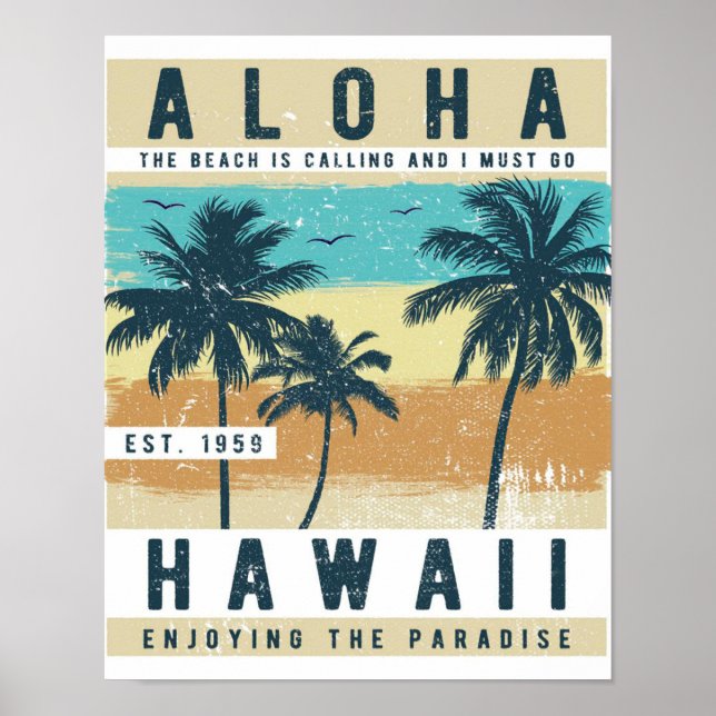 Aloha Hawaii Retro Travel Poster (Framsidan)