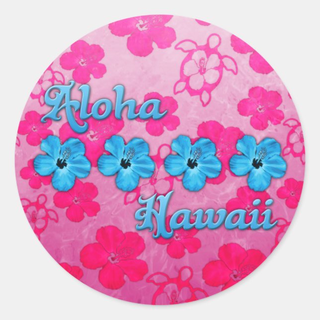 Aloha Hawaii Runt Klistermärke (Framsida)