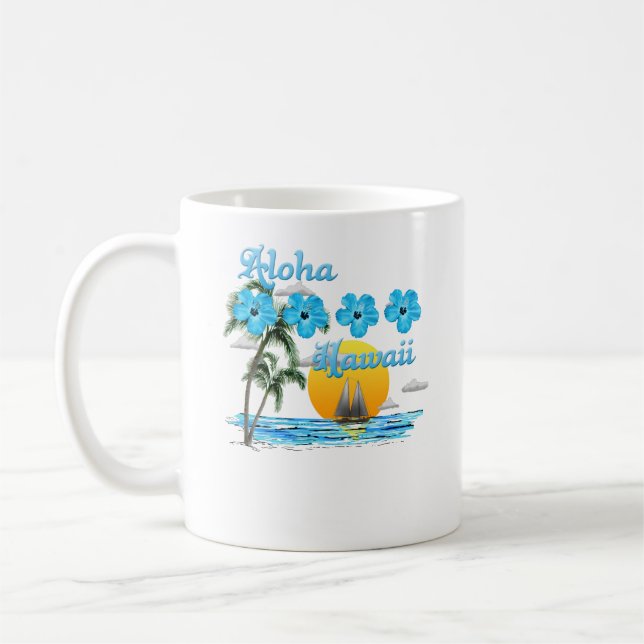 Aloha Hawaii Sailing Sunset Kaffemugg (Vänster)