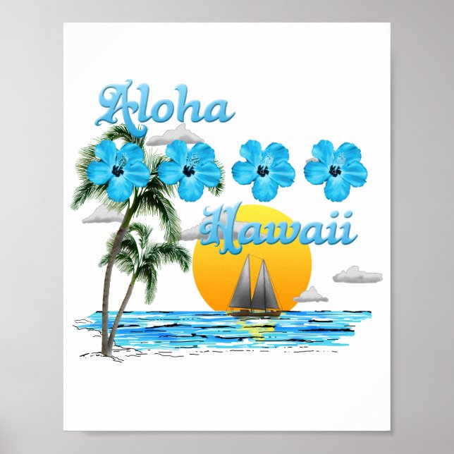 Aloha Hawaii Sailing Sunset Poster (Framsidan)
