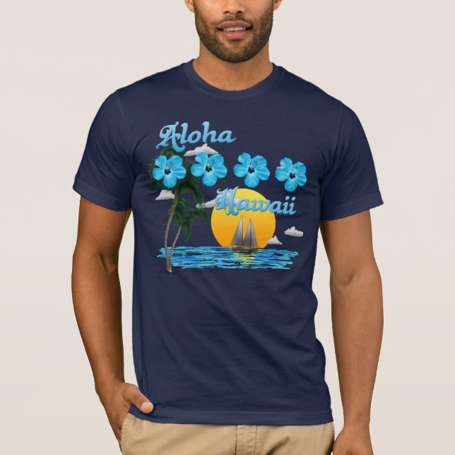 Aloha Hawaii Sailing Sunset T Shirt (Framsida)