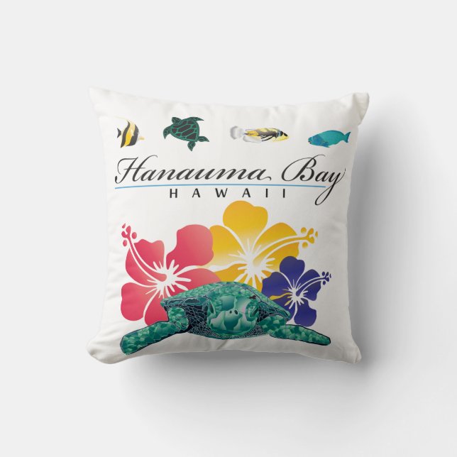 Aloha Hawaii sköldpadda och blommor Kudde (Framsida)