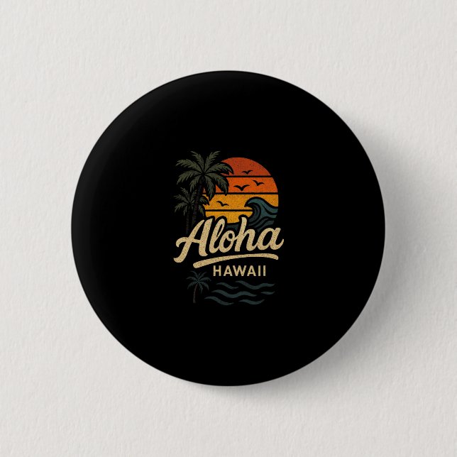 Aloha Hawaii Strand Sommar Surfing 70-tal Retro  Knapp (Framsida)