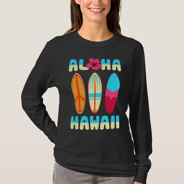 Aloha Hawaii Stränder Hawaii Surfing Hawaiianska T Shirt (Framsida)