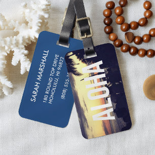 Aloha Hawaii Sunset Luggage Tag Bagagebricka