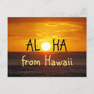 Aloha Hawaii Sunset Ocean 2 Vykort
