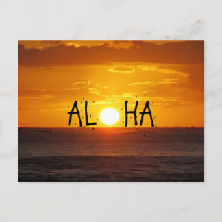 Aloha Hawaii Sunset Ocean Vykort