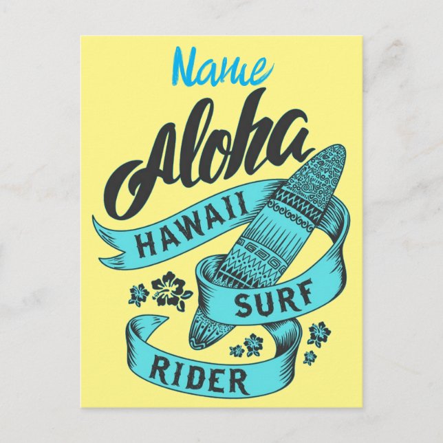 Aloha Hawaii Surfa Rider Thunder_Cove Vykort (Framsida)