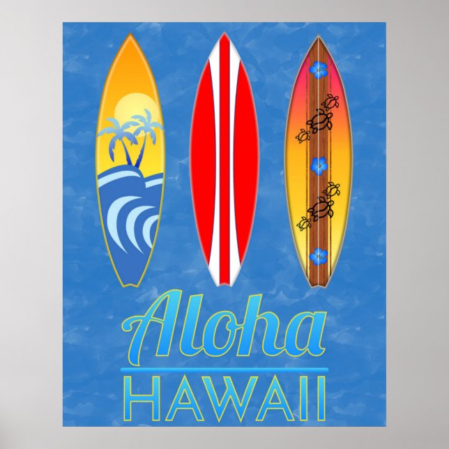 Aloha Hawaii Surfboard Poster (Framsidan)
