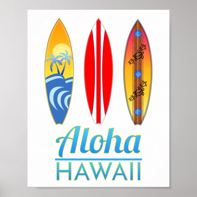 Aloha Hawaii Surfboard Poster (Framsidan)