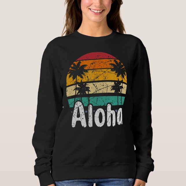 Aloha Hawaii Surfing Retro Sunset 14 T Shirt (Framsida)