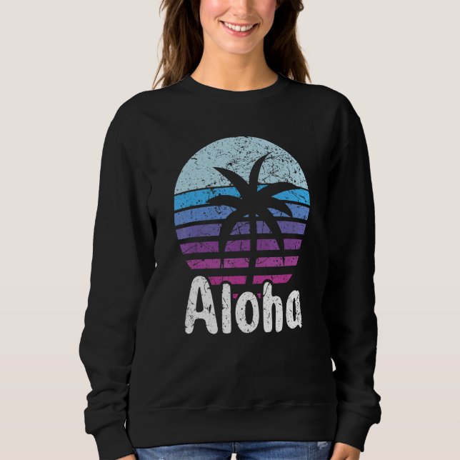 Aloha Hawaii Surfing Retro Sunset 16 T Shirt (Framsida)
