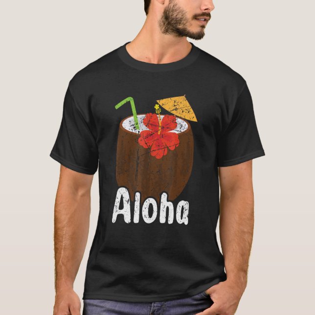 Aloha Hawaii Surfing Retro Sunset 7 T Shirt (Framsida)