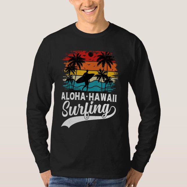 Aloha Hawaii Surfing Summer Vacation Beach Wave Su T Shirt (Framsida)