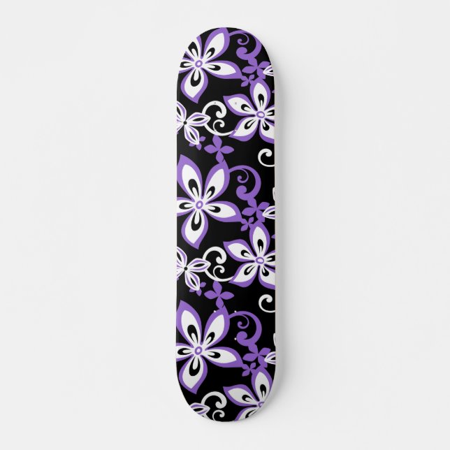 ALOHA HAWAII (SVART/LILA) MINI SKATEBOARD BRÄDA 18,5 CM (Framsida)