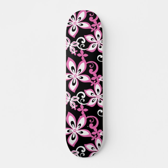 ALOHA HAWAII (SVART/ROSA) MINI SKATEBOARD BRÄDA 18,5 CM (Framsida)