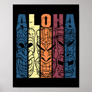Aloha Hawaii Tema Semester Vintage Tiki Tre Poster