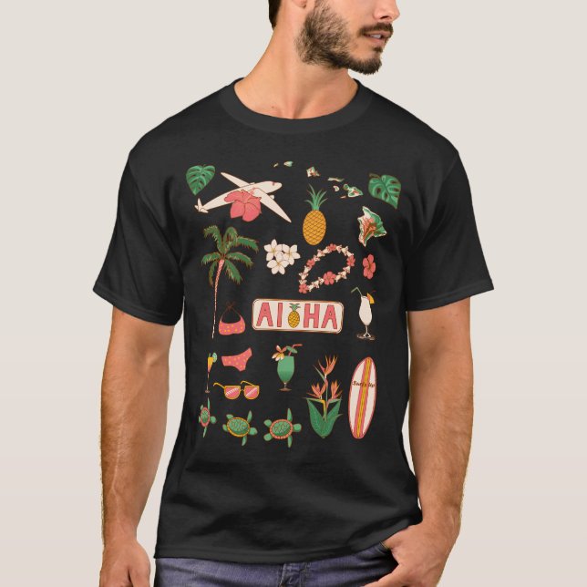 Aloha Hawaii Travel Graphics T Shirt (Framsida)