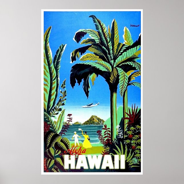 Aloha Hawaii, tropik isle, vintage flygbolag Poster (Framsidan)