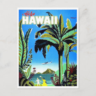 Aloha Hawaii, tropisk ö, vintage flygresor Vykort