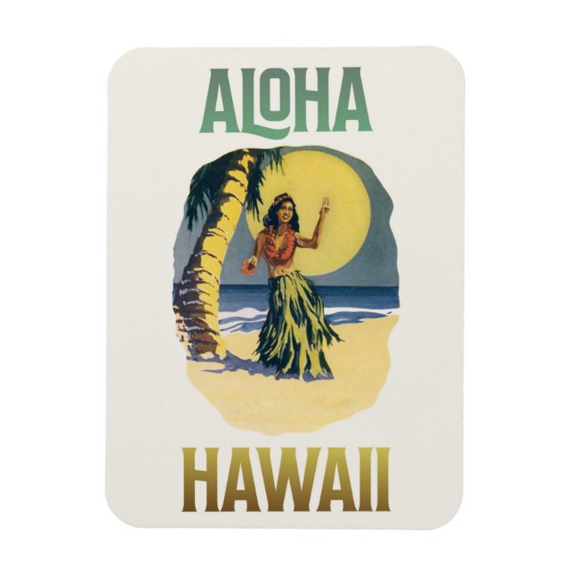 Aloha Hawaii Vintage Hula Girl Magnet (Vertikal)