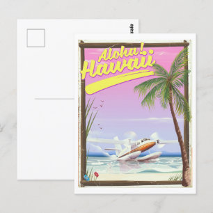 Aloha! Hawaii Vintage stil reseaffisch Canvas P Vykort