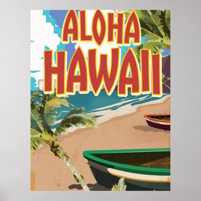 Aloha Hawaii Vintage stil Travel-affisch Poster (Framsidan)