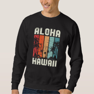 Aloha Hawaiian Beach Handflatan Träd Sommar Vacati Lång Ärmad Tröja