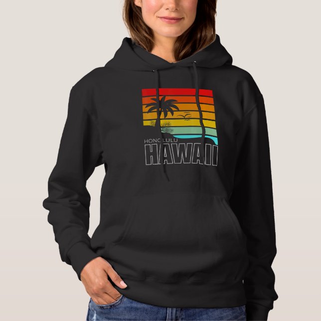 Aloha Hawaiian Beach Handflatan Träd Summer Retro  T Shirt (Framsida)