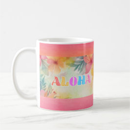 Aloha Hawaiian Blommigt Watercolor Kaffemugg