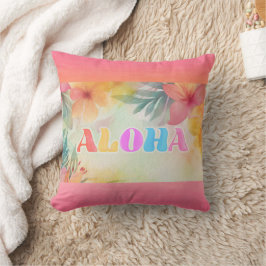 Aloha Hawaiian Blommigt Watercolor Kudde