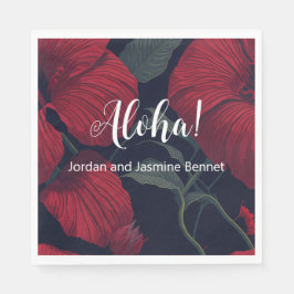 Aloha Hawaiian Bröllop Red Hibiscus Pappersservett