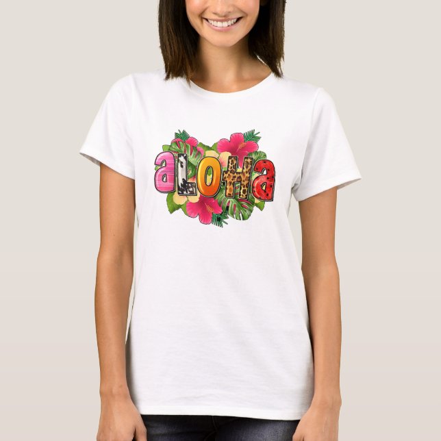 Aloha Hawaiian Flower Resa to Hawai Summer Helgdag T Shirt (Framsida)