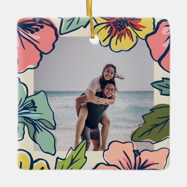 Aloha Hawaiian Flowers Julgransprydnad Keramik (Framsida)