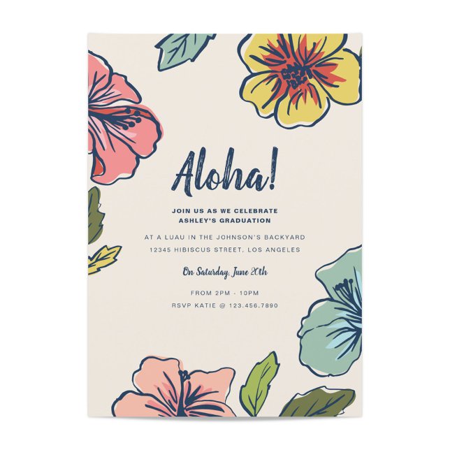 Aloha Hawaiian Flowers Studenten Inbjudningar (Skapare uppladdad)