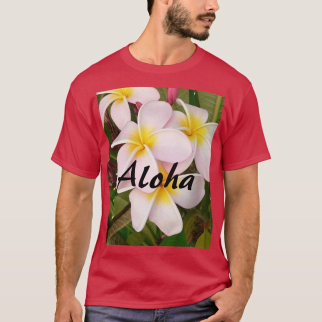 Aloha Hawaiian Frangipani Blommars Plumerias Tee (Framsida)