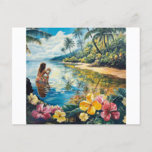 Aloha Hawaiian Girl Helg Vykort