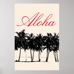 Aloha Hawaiian Handflatan Träd Tropikernas Travel Poster